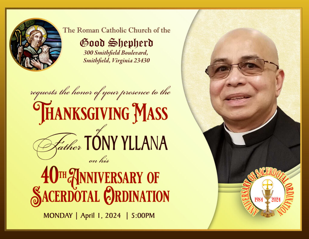 Thanksgiving Mass for Fr. Tony – Roman Catholic Church of the Good ...